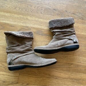 Stuart Weitzman Womens 8.5 Lined Boots Neutral Sport Suede Brute Shearling